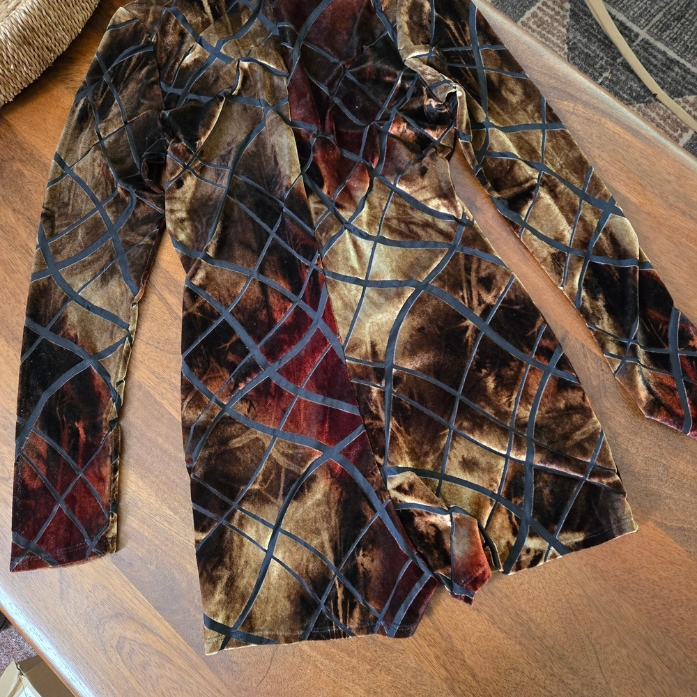 80's, 90's Velvet Hotshort Romper Zip Front - Picture 2 of 4